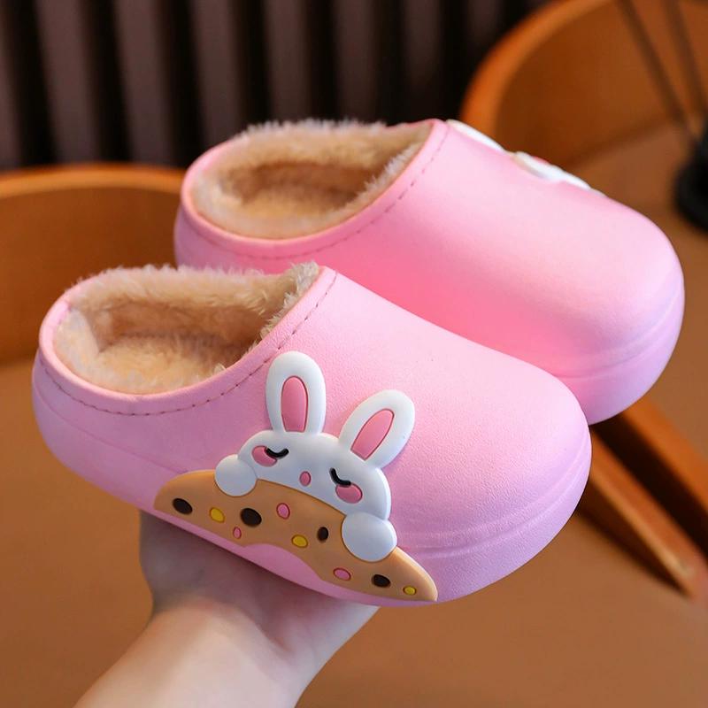 Kids Winter Cotton Slippers: Non-Slip Warm Waterproof Soft Bottom Home Shoes