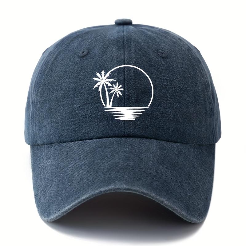 

Printed coconut tree baseball cap versatile retro distressed outdoor sun protection lightweight duckbill cap truck driver cap. Adjustable