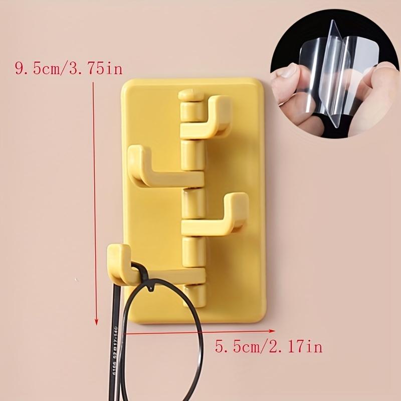 4pcs Modern Adhesive Wall Rack, Plastic Storage Organizer with Hooks for Kitchen Bathroom Accessories