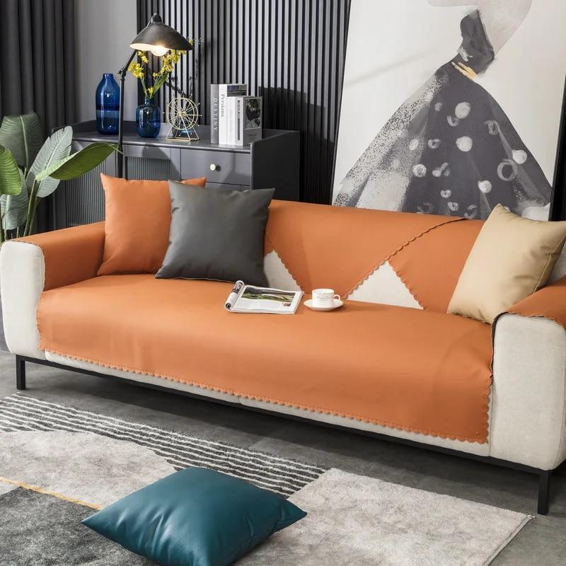 Four Seasons Universal Waterproof Sofa Cover Pet Changing Cushion Nordic Modern Solid Color Non-slip Covers for Sofa Protective