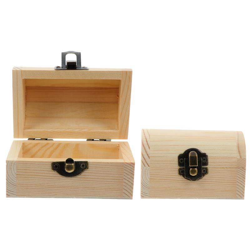 2pcs Wood Treasure Box Soild Wood jewelryBox Vintage Wooden Jewelry Storage Box Chest Box With Buckle