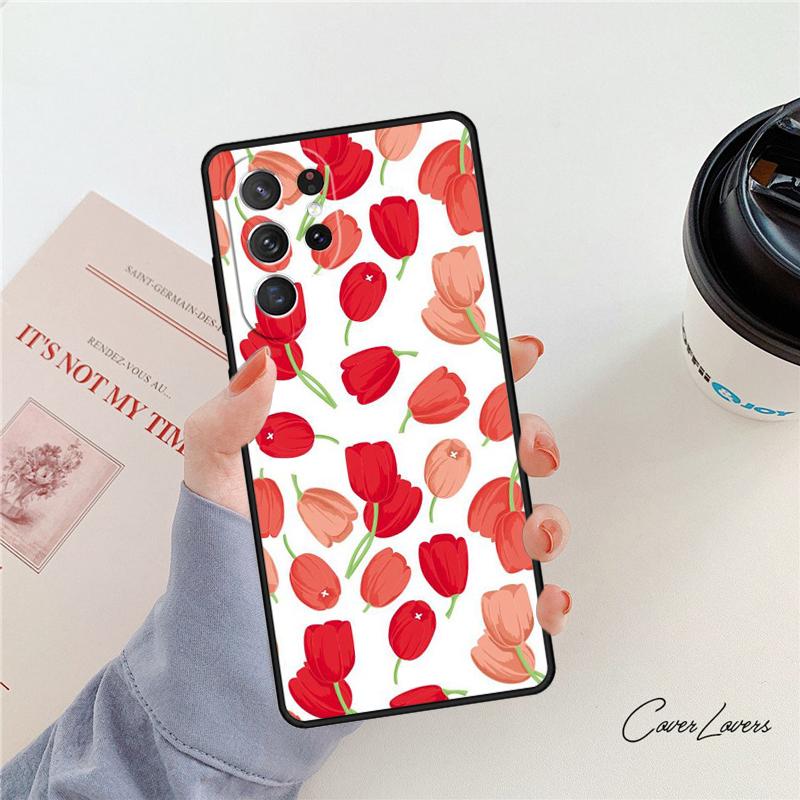 Tulip Flower Phone Case For Samsung Galaxy S24 S25 S23 S22 Ultra Note 10 20 Plus S20 S21 FE Cover