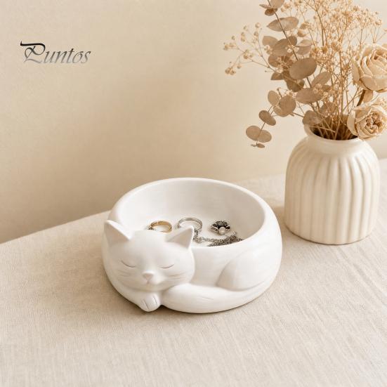 Pot de fleurs chat mignon Support de rangement pour bijoux imprimé en 3D, Pot de fleurs pour succulentes, Style de décoration à texture délicate nordique Organisateur de bureau pour bagues