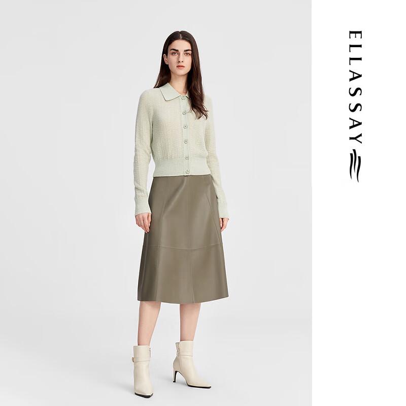 ELLASSAY Women's Slim-Fit Lapel Merino Wool Blend Knit Sweater