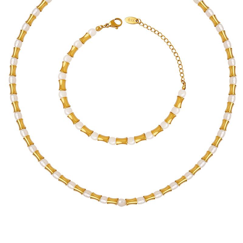 

Китайский этнический стиль ретро ювелирные изделия аксессуары пресноводный жемчуг сращивание маленькое ожерелье браслет комплект ювелирных изделий