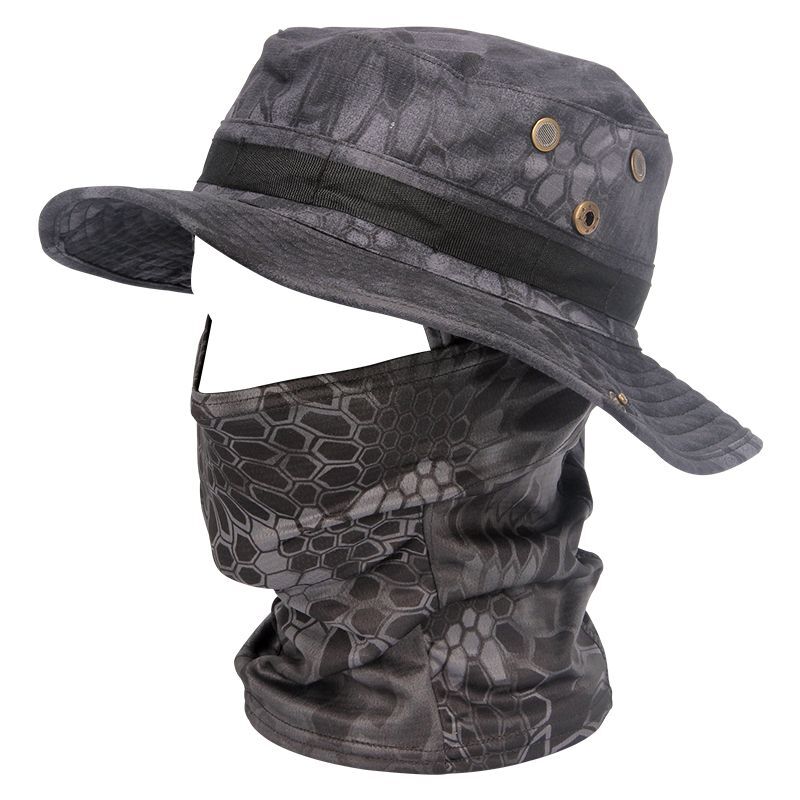 Women Men Hiking Fishing Boonie Hat Outdoor Sport Sun UV Protection Neck Face Camouflage Adjustable Bucket Caps and Mask
