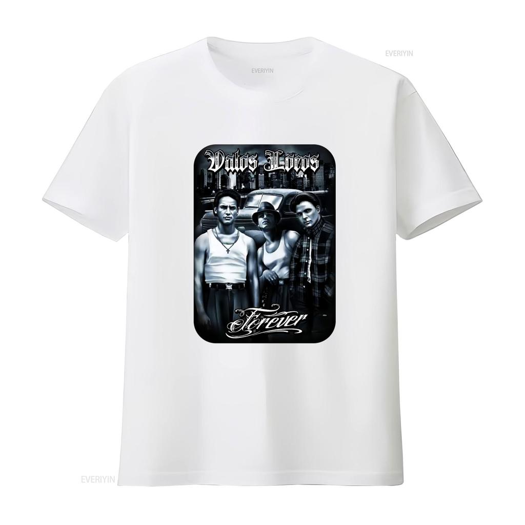 Vatos Locos Forever Mens Heavyweight T Shirt Print On Shaka Wear Retro Gangster Style Urban Fashion vintage Washed homme