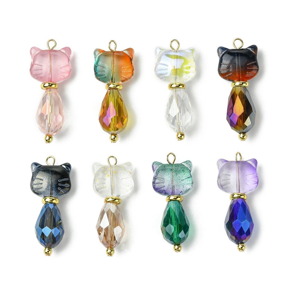 5Pcs/8Pcs Cats Charm for Jewelry Making Stylish Coloured Glaze Mixed Color Animal Pendants Keychain Making Accessories