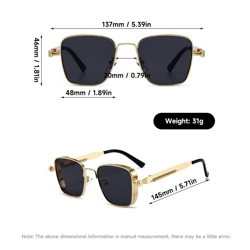 1PCS Vintage Retro Steampunk Style Sunglasses Men UV400 Sun Eyeglasses for Women Square Alloy Eyewear Spring Classic Vintage Sunglass