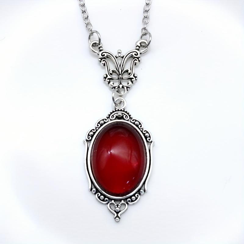 Retro Red Quartz Crystal Necklace With Butterfly Jewelry Pendant Necklace, Women's Vintage Style Neck Jewelry