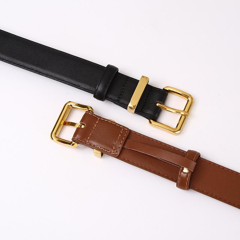 Fashion Simple And Versatile Trend Leather First Layer Cowhide Belt Women'S Light Luxury Style High-End Casual Pants Belt Women'S