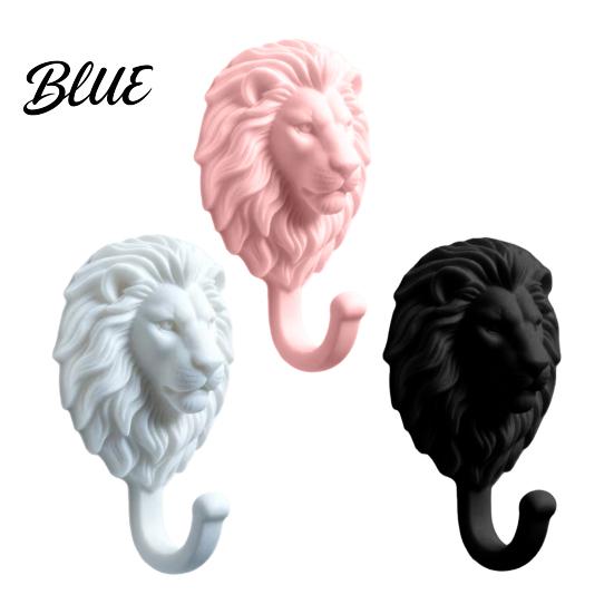 Drill Free Towel Hanger 2Pcs Lion-Head Wall Hooks 3D Printed Animal Shaped Hanger Self‑Adhesive Modern Wardrobe Storage Hook Coat Key Hook,
