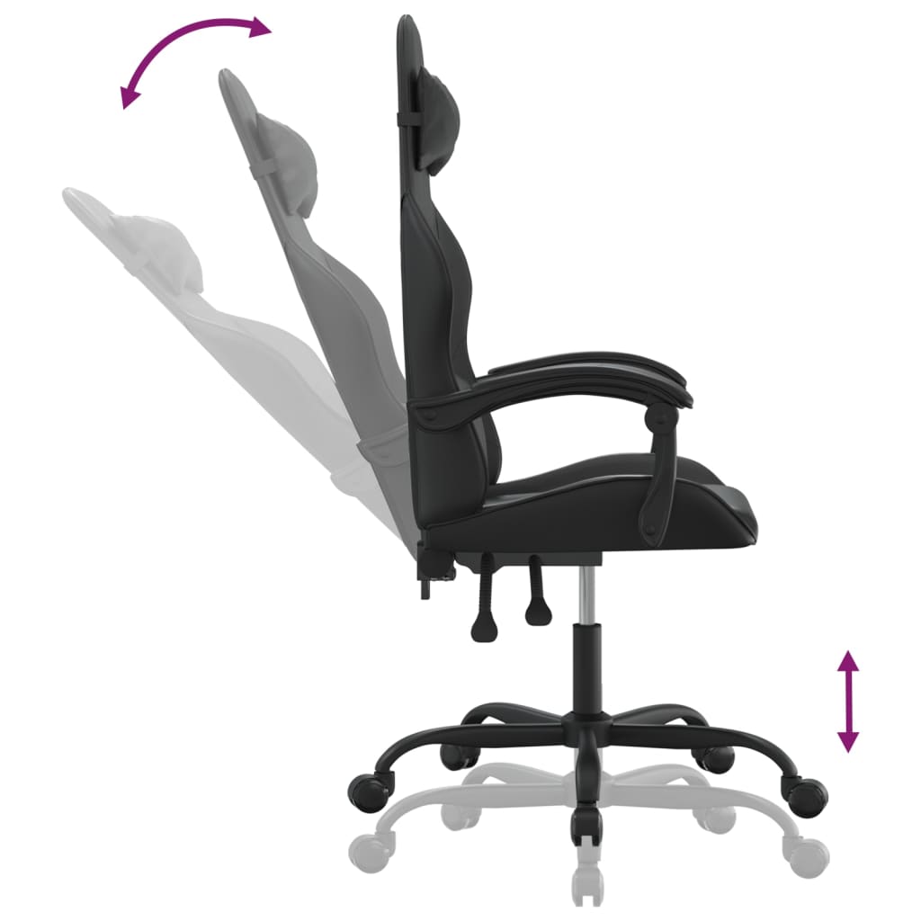 Gaming Chair Swivel Black Faux Leather