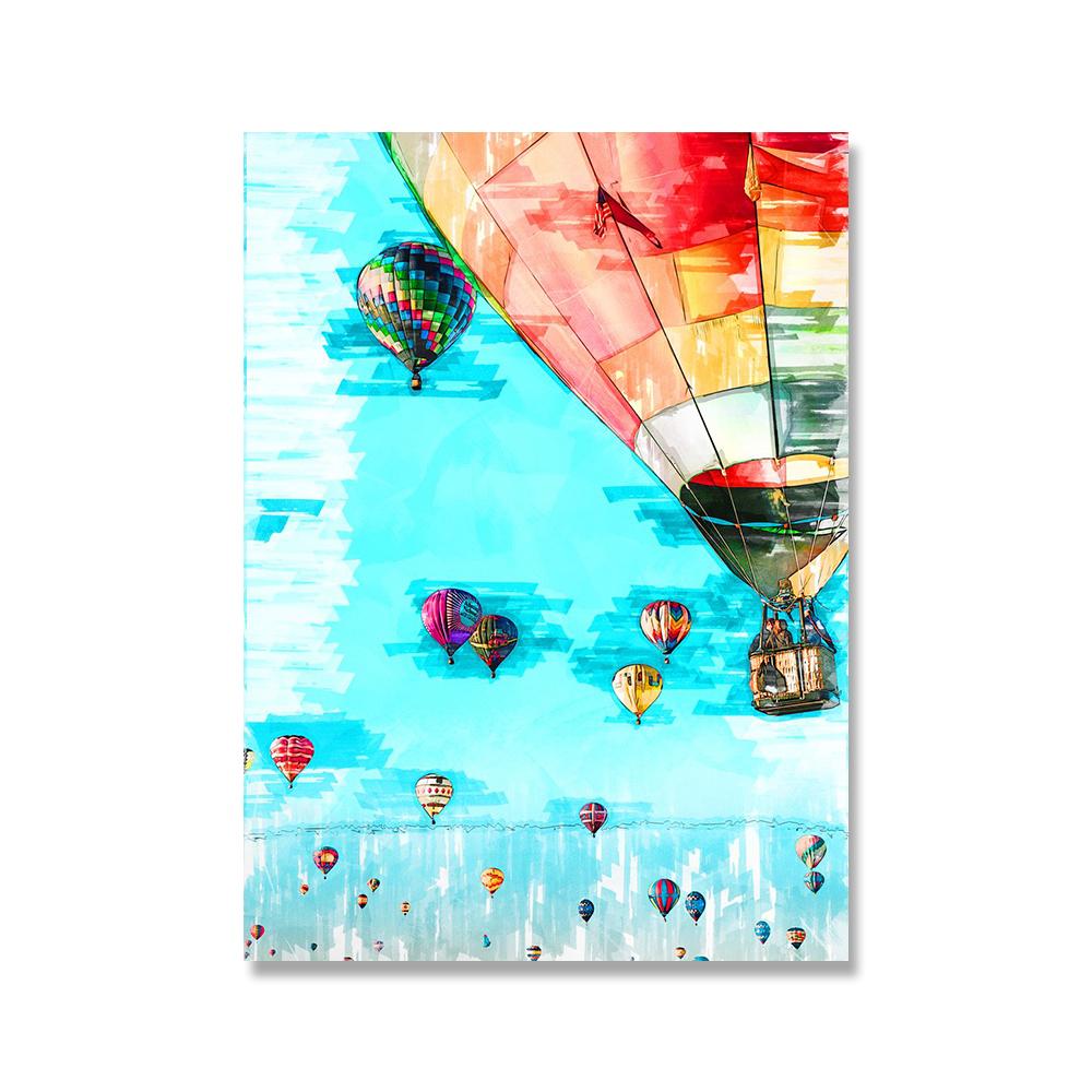 Abstract Colorful Hot Air Balloon Art Posters and Prints Canvas Paintings Wall Art Pictures for Living Room Decor (No Frame)