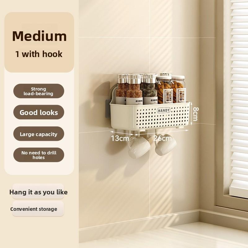 Kitchen Storage Rack, Home Bathroom Wall-mounted Condiment Without Drilling, Multi-purpose Washbasin Countertop, Draining and Storage Rack