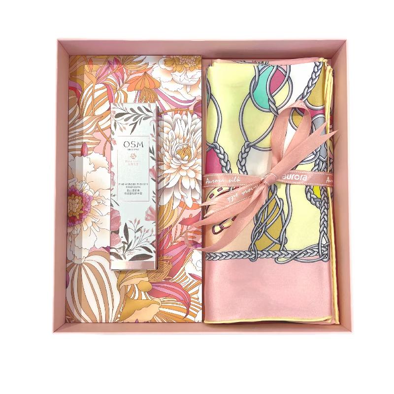 ITARORA Aurora Mulberry Silk Scarf & Hand Cream Gift Set