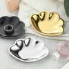 Beautiful Plating Metal Plates Stainless Steel Seashell Shape Small Decorative Tray Woman's Jewelry Organizer
