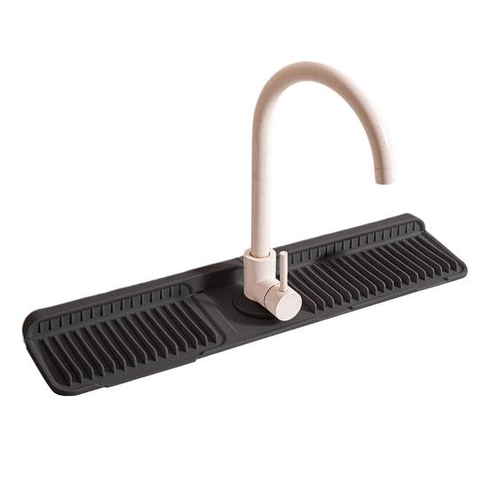 Kitchen Sink Sink with Slope Self-Draining Splash Guard Faucet Mat Silicone Fast Drying Faucet Mat