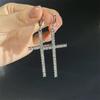 Shiny Full Rhinestone Large Cross Earrings Y2k Fashion Statement Earrings For Women