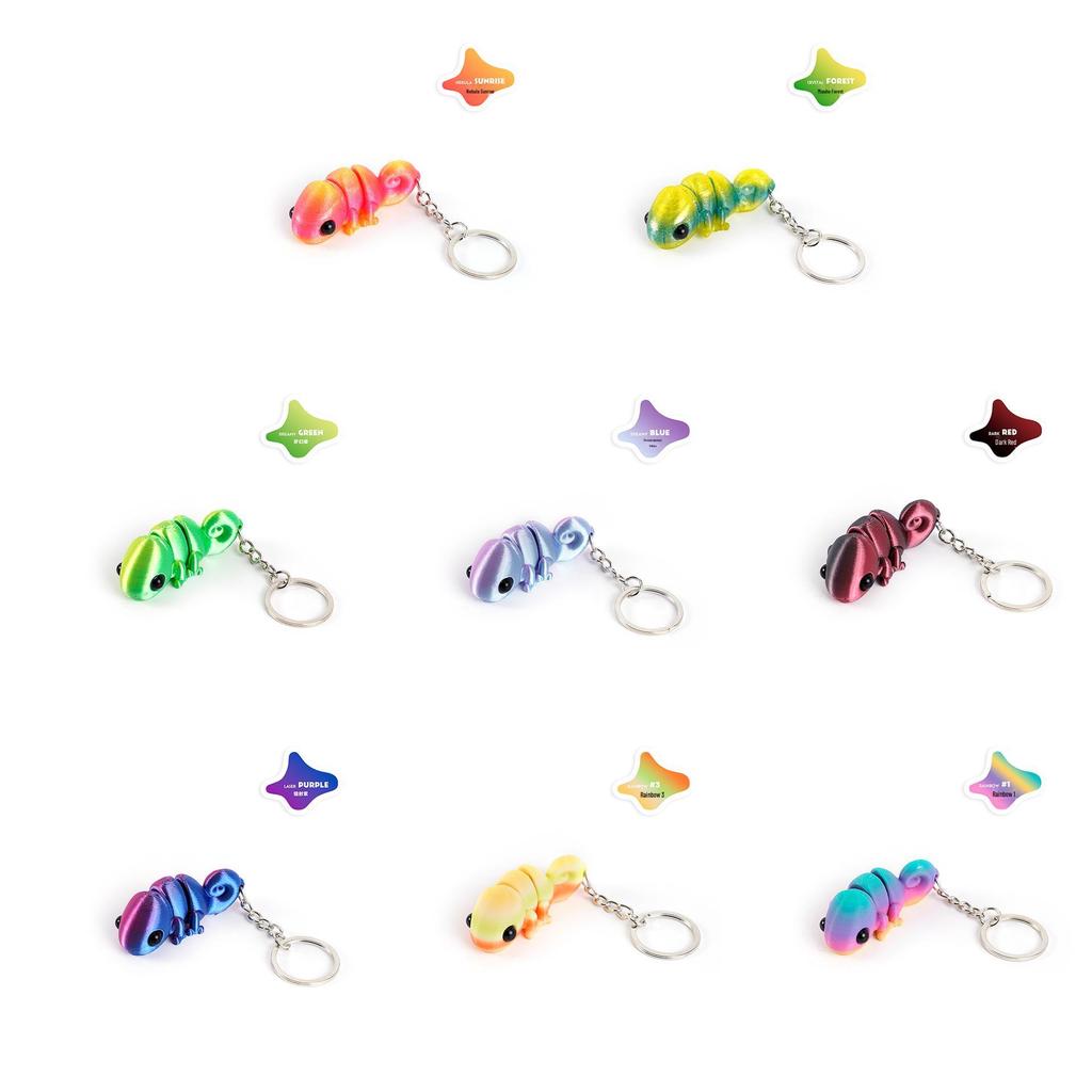 3D Multicolor Beweglicher Chamäleon Schlüsselanhänger Anhänger - Niedliches und Trendiges Accessoire