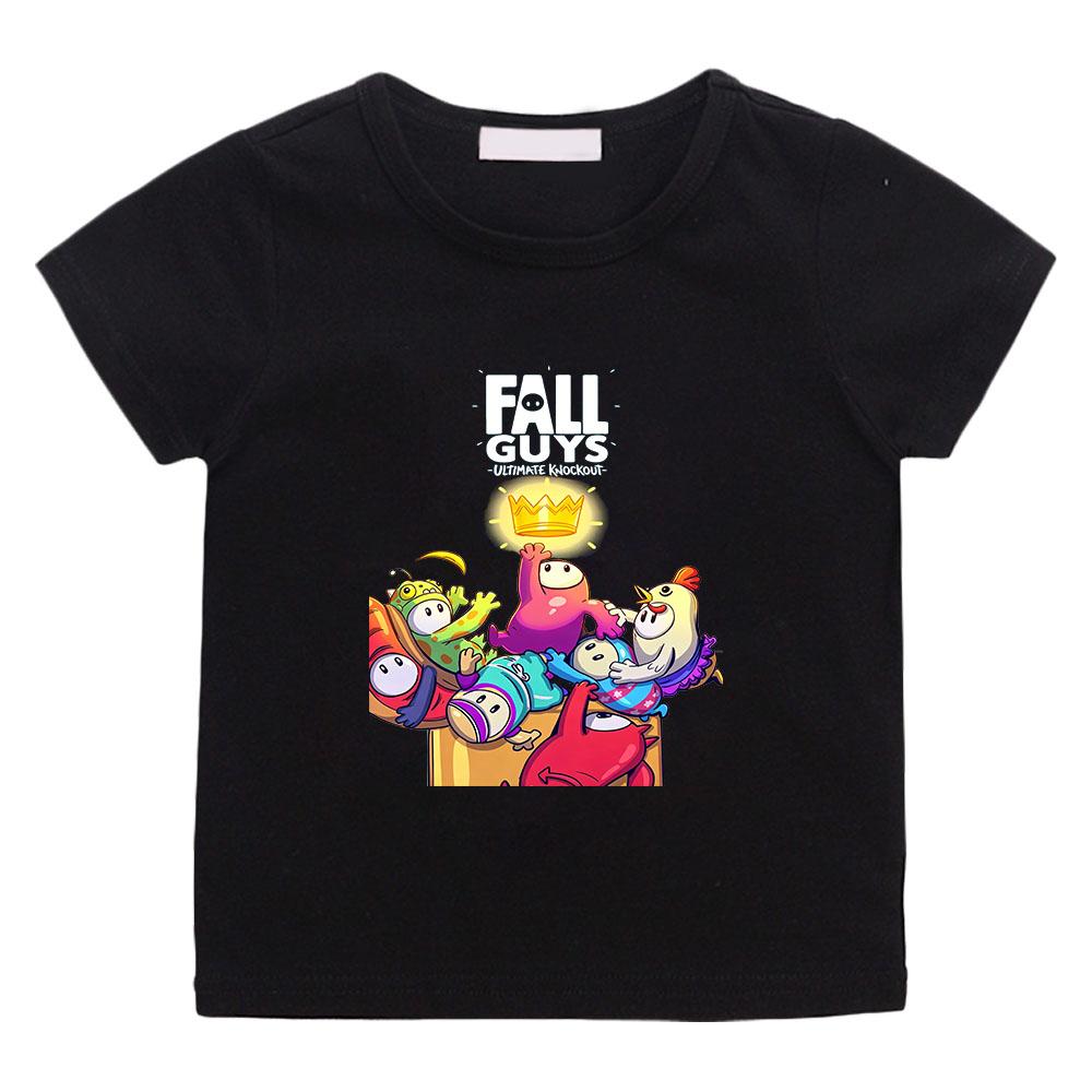 

Game Fall Guys 2-12 Years Kids Pure Cotton T-shirt Boys Girls Cute Cartoon Print Short Sleeve O Neck Casual Summer Children Tops 100 чёрный