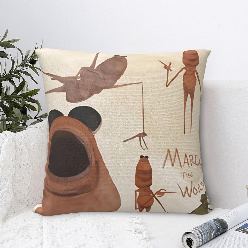 Marcus The Worm Square Pillow Case Cushion Covers Creative Zipper Decorative Throw Pillow Case Cover for Sofa 40*40cm