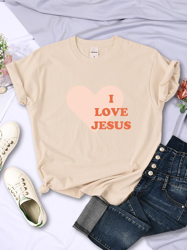 I Love Jesus Give You My Heart Printing Womens T Shirt Hip Hop Casual Street Short Sleeve Creativity Fashion Female Tee Clothing