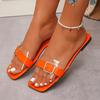 One-word cool slippers women's 2025 summer new fashionable color transparent square buckle outer wear flat casual beach sandals