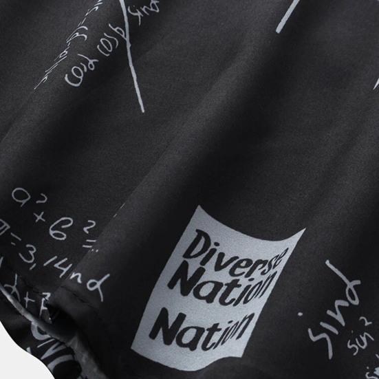 Beach Shirt Graffiti Print Short Sleeve Men Single-breasted Lapel Hawaiian Shirt Beachwear