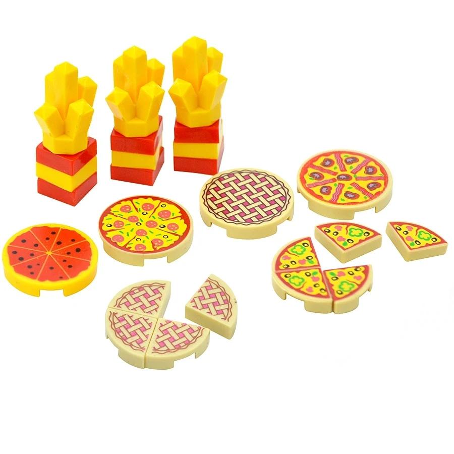 DlY Mini Figurine Blocuri de Construcție Alimente Pâine Pește Fructe Pui Crabi Hot Dog Tort Pizze Morcov Cutie Jucării Creative Piese Oraș Cărămidă