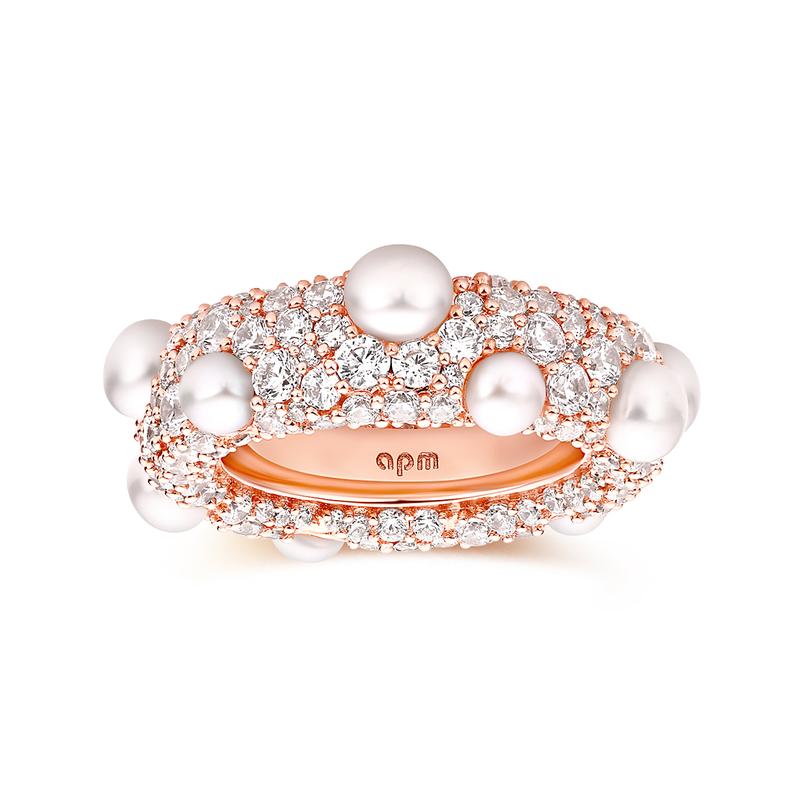 APM Monaco ring [Romantic Confession] Pavé design, fashionable and versatile design, niche and high-end sense, alloy ring, same style P22419XPL золотой