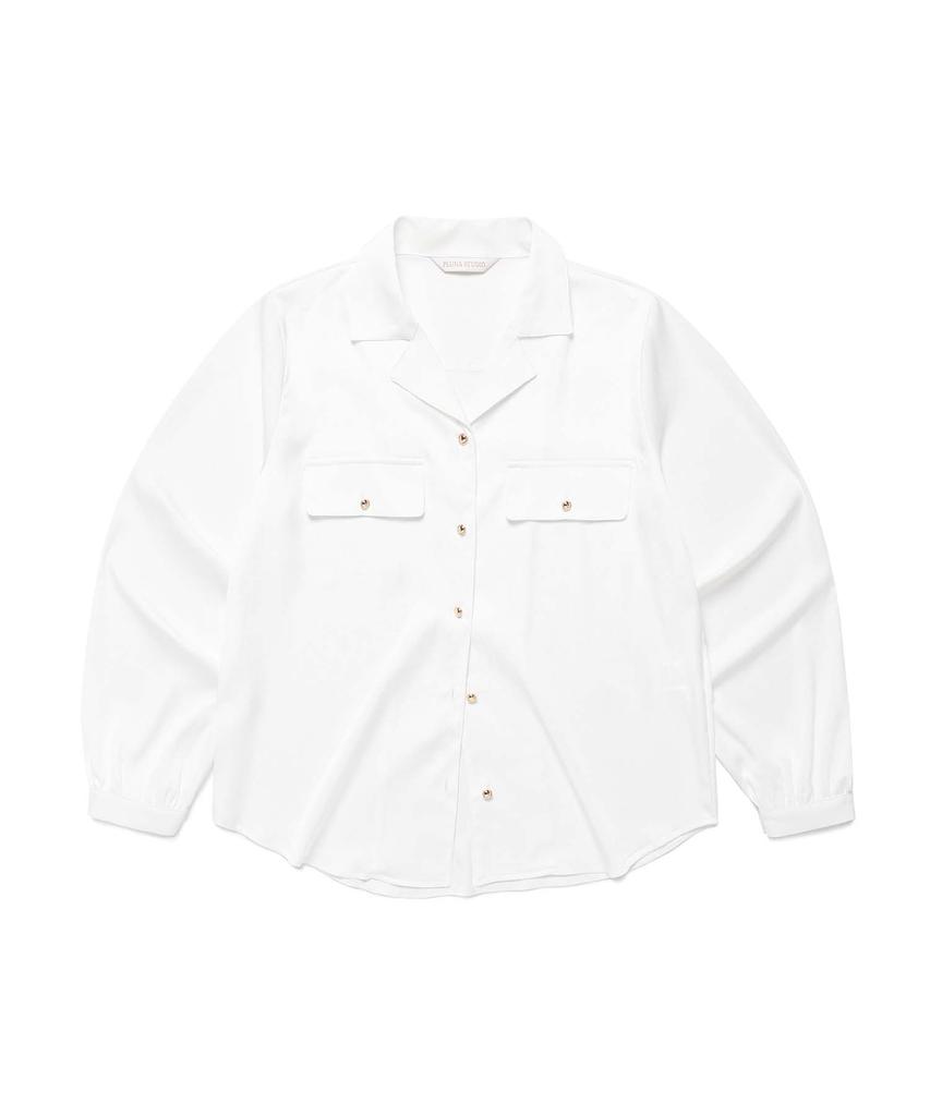 PLUNASTUDIO Gold Button City Blouse White