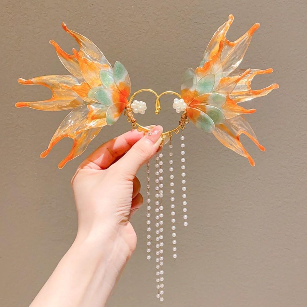 Flower Ear Fins Ear Cuffs Fairy Elf Pearl Tassel Ear Clips Mermaid Princess Ear Cuffs  Cosplay