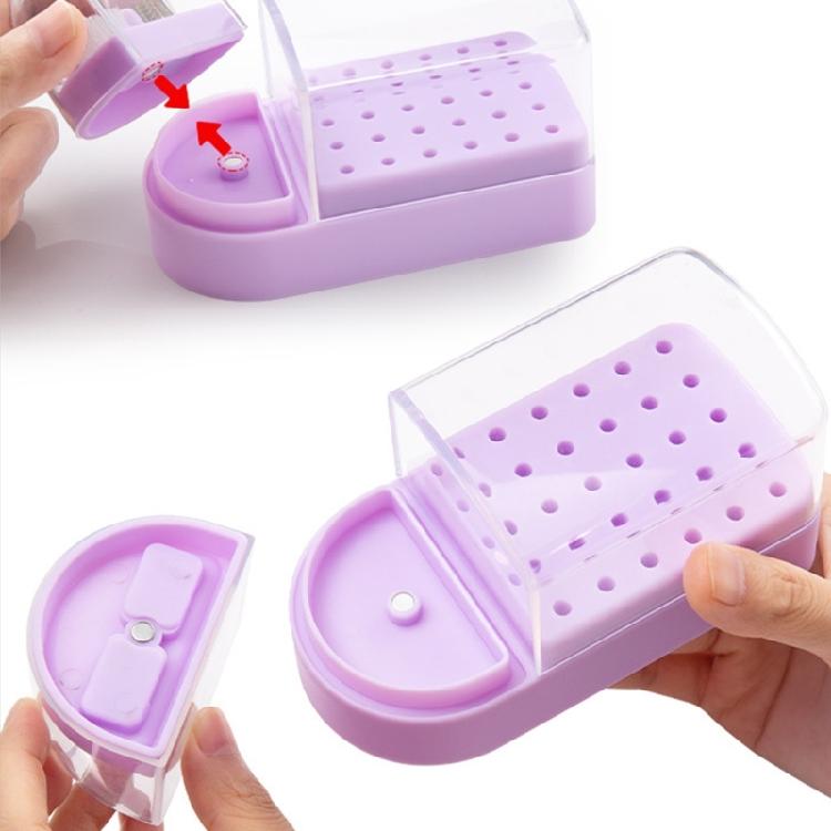 2 In 1 30 Holes  Nail Drill Bits Holder & Nail Drill Bits Cleaning Brush Case