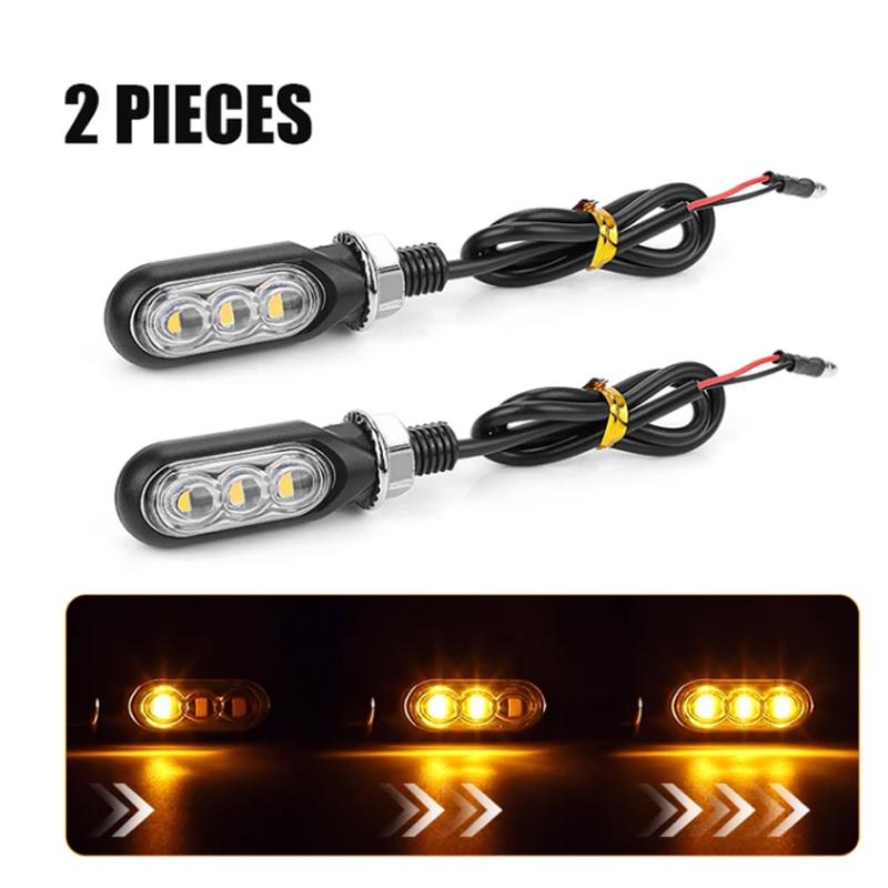 Motorcycle Mini LED Turn Signal Lights Amber Flowing Directional Signal Lamp Intermitentes Moto For Kawasaki Yamaha Cafe Racer