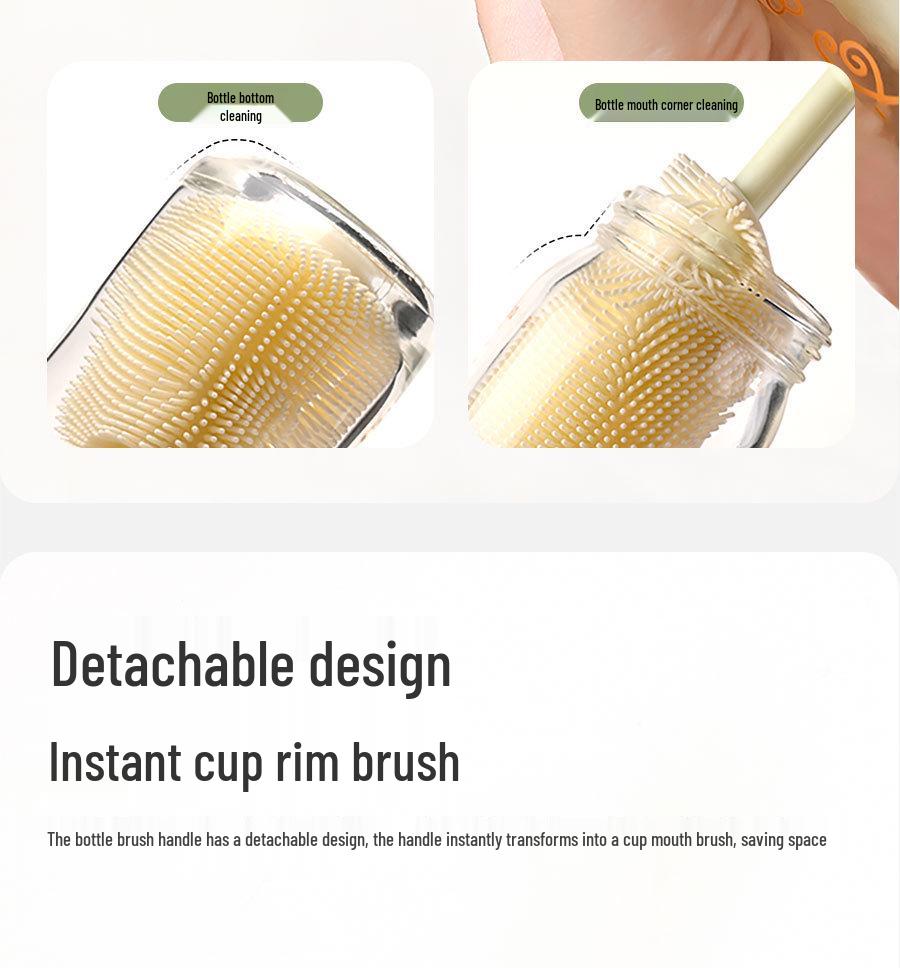 Silicone Baby Bottle & Nipple Brush Set - Portable, Multi-Functional Cleaning Tool for Bottles, Cups & Containers