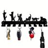 Black Metal Wall Key Holder 9 Hooks Home Organizer Art Decor Christmas Halloween Gift