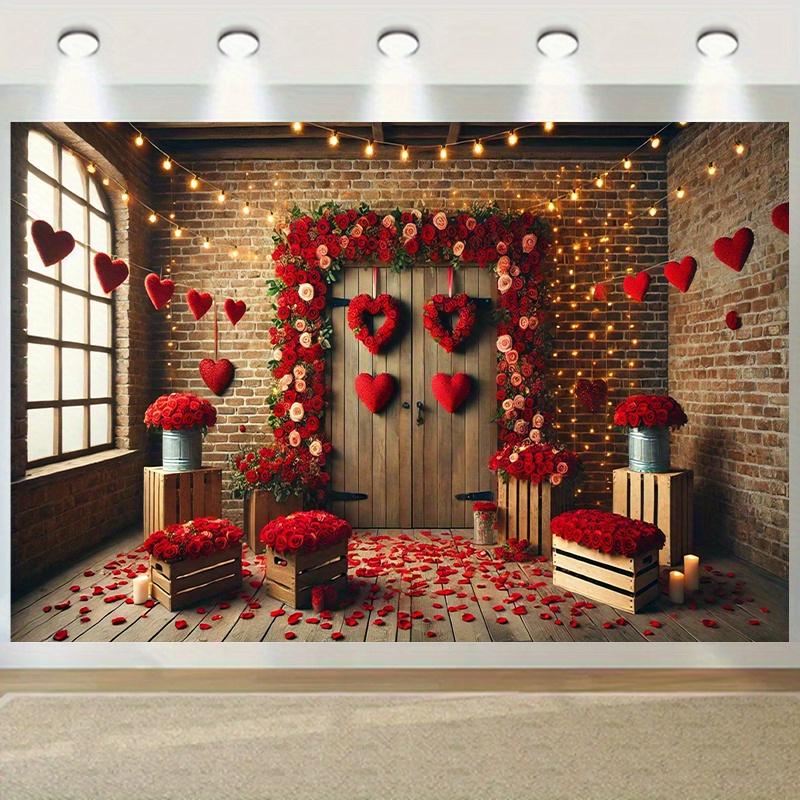 1 romantic floral Valentine's Day banner, suitable for holiday photography backgrounds at parties and weddings