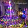 USB Five-pointed Star Lamp String 3.5M Waterfall Lamp Courtyard Outdoor Camping Garden Hanging Tree Lamp USB Christmas Led Lamp New Year Decorations