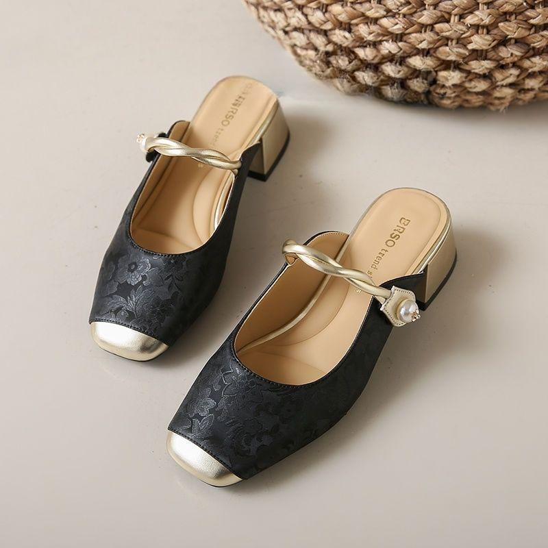 Baotou Sandals Women's Summer All-match French Thick-heeled Single Shoes with Skirt Fairy Style Mary Jane Women's Shoes