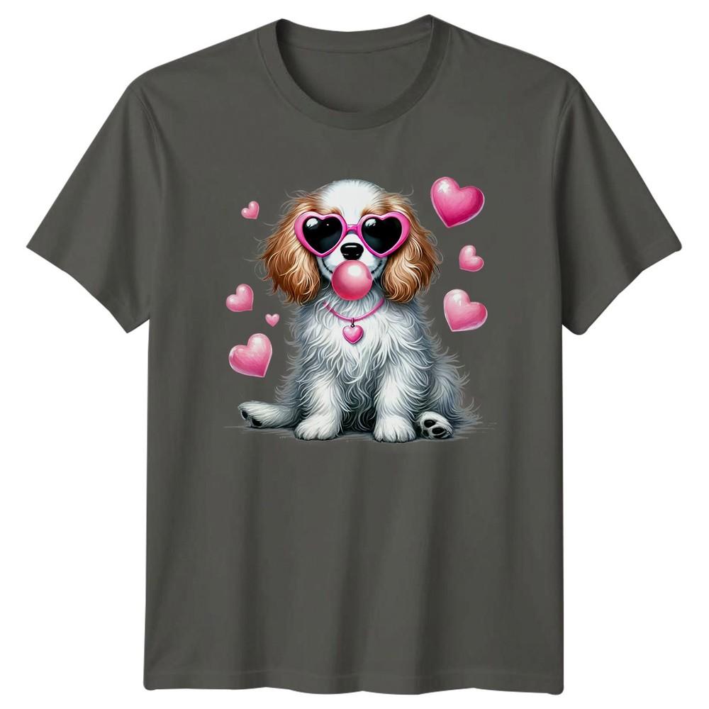 Cavalier Dog Valentines Day Holidays Unisexs TShirt Unisexs Tee Heart Sunglasses S