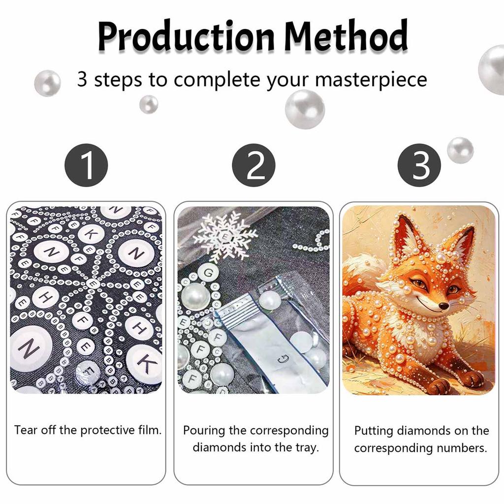 Pearl Painting Kit DIY Fox Animal Artwork Wall Art Home Decoration Painting