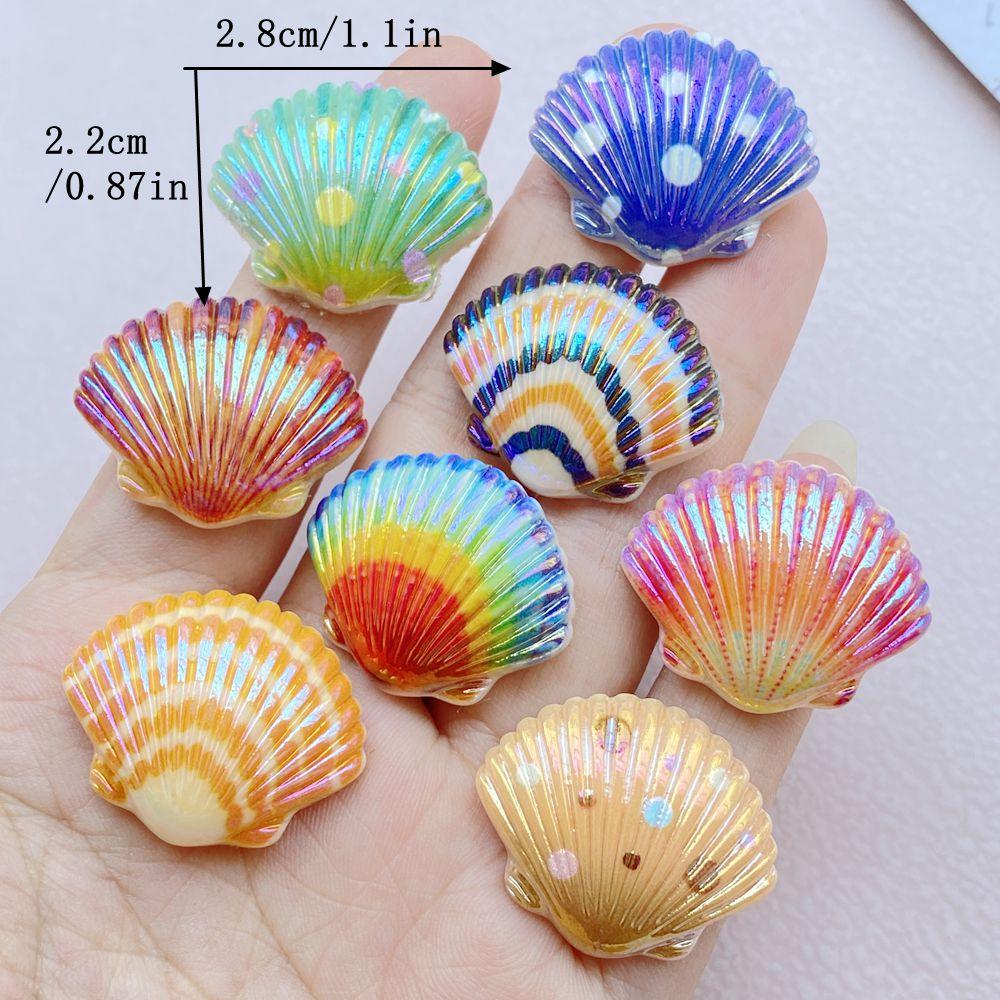 10Pcs New Cute Resin Cartoon Colorful Shells Series Flat Back Scrapbooking DIY Jewelry Craft Decoration Accessories