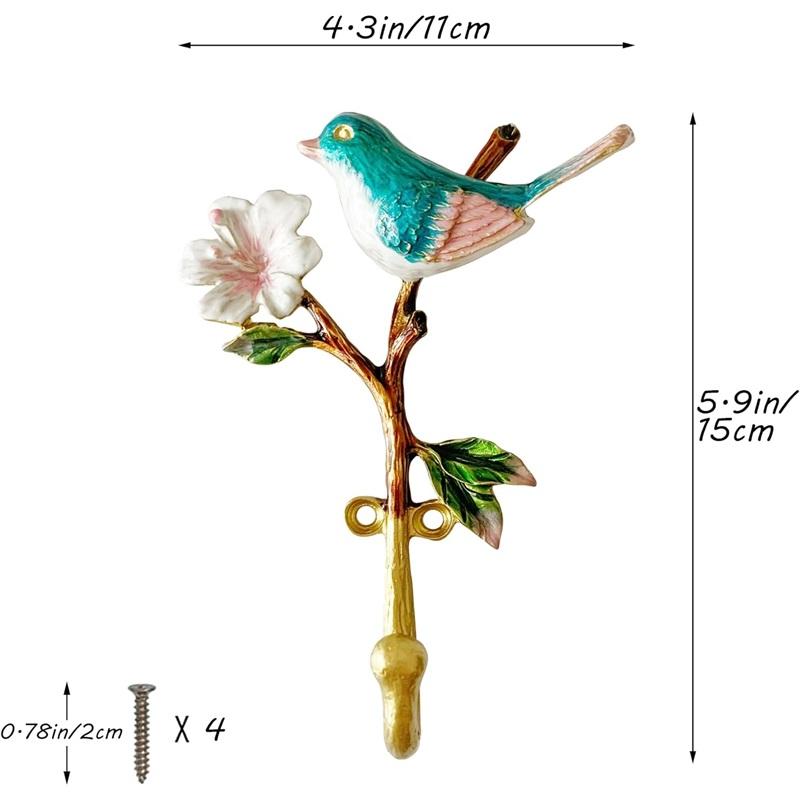 2er-Pack Dekorativer Wandhaken, Vintage Vogelform Metall-Wandhaken zum Aufhängen von Mänteln Kleidung Schlüsseln Hüten Handtüchern