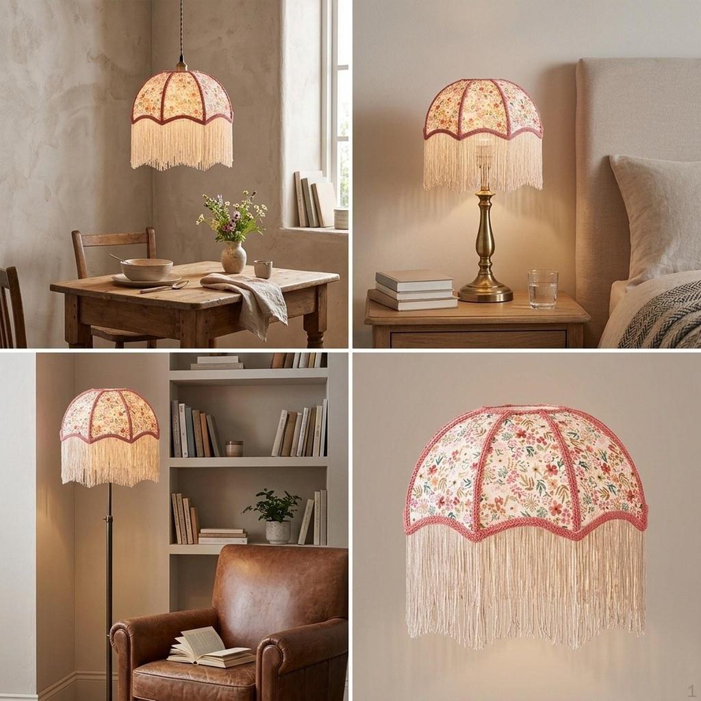 Lamp Shade with Tassels Floor Cover Replacement Decorative E27 Home Decoration Light for