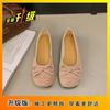 French Bow Light Mouth Single Shoes 2025 Flat Bottom Gentle Evening Shoes with Skirt Candy Color Round Head Ballet Shoes