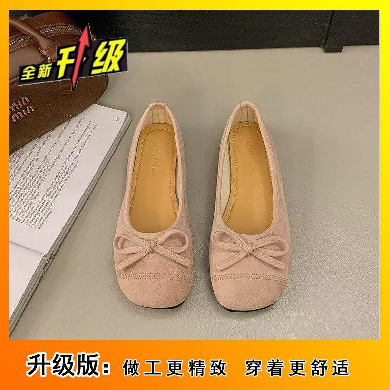 French Bow Light Mouth Single Shoes 2025 Flat Bottom Gentle Evening Shoes with Skirt Candy Color Round Head Ballet Shoes