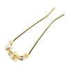 Miaomyao U-Shaped Hairpin for Japanese Kimono and Yukata, Antique Gold Finish with White Plum Blossom and Cubic Zirconia, Elegant Hair Accessory for