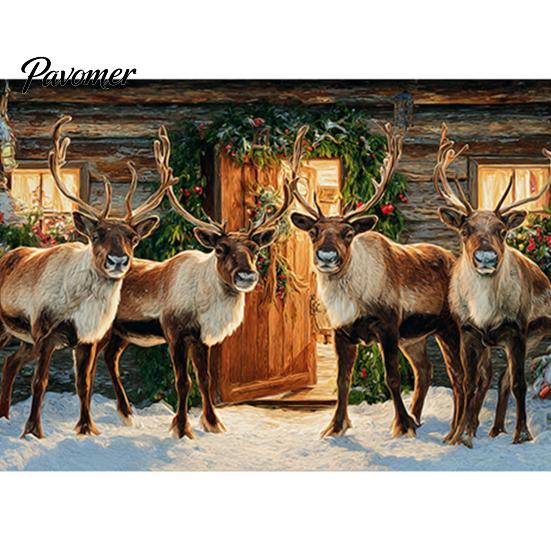 Seasonal Celebration Props Christmas Garage Door Cover, Winter Reindeer Barn/Santa Shop/Nativity Scene Holiday Party Backdrop Banner, Large
