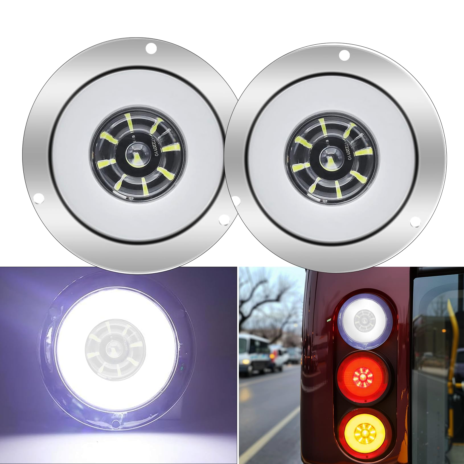 

Ygmylandbb Задній ліхтар вантажівки LED 24v Задній ліхтар причепа Круглий задній ліхтар Водонепроникний білий